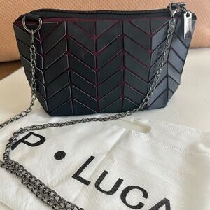 NEW! P. Luca Black Chevron Convertible Bag
